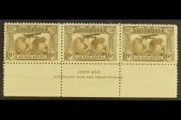 1931 6d Sepia "Air Mail Service", SG 139, JOHN ASH Imprint Strip Of Three, Never Hinged Mint. For More Images,... - Autres & Non Classés