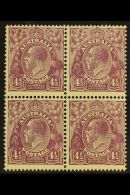 1926-30 4½d Violet KGV, Perf 13½x12½, SG 103, BLOCK OF FOUR Never Hinged Mint. For More... - Andere & Zonder Classificatie