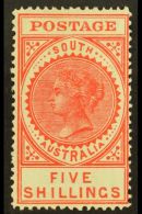 SOUTH AUSTRALIA 1904-11 5s Scarlet, SG 290a, Very Fine Mint. For More Images, Please Visit... - Other & Unclassified
