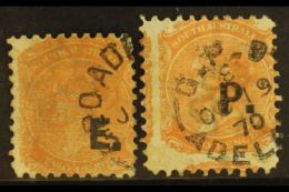 SOUTH AUSTRALIA OFFICIAL DEPARTMENTALS 1868 2d Orange-red Perf 10 Two Stamps, One With "E." (Engineer) And One... - Other & Unclassified