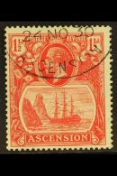 1924 1½d Rose Red, Variety "Torn Flag", SG 12b, Very Fine Used. For More Images, Please Visit... - Ascension