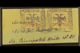 KORCA (KORITZA) LOCAL ISSUE. 1914 Large Part Cover Trimmed At Bottom Bearing Directly Applied Two Impressions Of... - Albanien