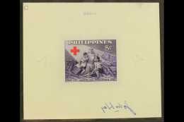 RED CROSS Philippines 1956 MASTER DIE PROOF 5c Violet, As Scott 627, Mounted On Card, Slightly Cut Down, Clean... - Unclassified