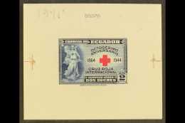 RED CROSS Ecuador 1944 MASTER DIE PROOF 2s Airmail In Deep Blue, As Scott C131, Mounted On Card, Slightly Cut... - Zonder Classificatie