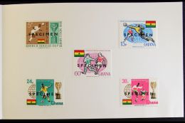 FOOTBALL Ghana 1966 World Cup Set Overprinted "SPECIMEN" Affixed To Harrison And Sons Presentation Folder. Very... - Unclassified