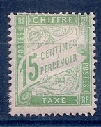 FRANCE - TAXE 30  15C VERT JAUNE NEUF* MLH GOMME ORIGINE SANS TACHE COTE 45 EUR - 1859-1955 Mint/hinged