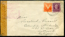 CUBA 1944 MIXED FRANKING CENSORED COVER TO ROSALIND RUSSEL FAMOUS AMERICAN ACTRESS HOLLYWOD - Briefe U. Dokumente