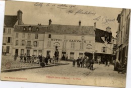 77 REBAIS La Place Très Animée Hotel Du Sauvage Carte Précurseur Photo PASTANT à COULOMMIERS - Rebais