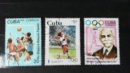 RARE 1+20+30C CORREOS CUBA 1984 OLYMPIC GAMES LOS ANGELES  MIND STAMP TIMBRE - Neufs