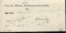 AUSTRIA 1849 PRE STAMP LETTER WIEN TO OBROWITZ BOHEMIA - ...-1850 Vorphilatelie