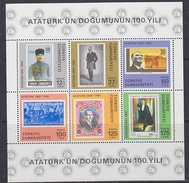 Turkey 1981 Ataturk M/s ** Mnh (35141K) - Blocks & Kleinbögen