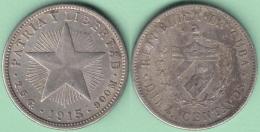 1915-MN-130 CUBA. KM A12 SILVER 10c STAR 1915. ESTRELLA RADIANTE. XF . - Kuba