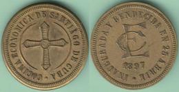 TK-345 CUBA ESPAÑA SPAIN 1c TOKEN 1897 COCINA ECONOMICA SANTIAGO BRASS LATON. CONCENTRATION CAMP - Kuba