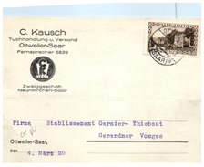 OTTWEILER - SAAR - C. KAUSCH - Fernsprecher (pli Coin)  (oblitération) - Kreis Neunkirchen