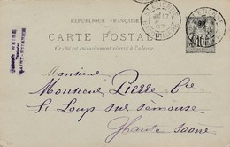 Carte Commerciale/ Entier 1897 Oblitération St Etienne Badouillère / Joseph WEISS / Tapissier / 42 Saint Etienne / Loire - Gebührenstempel, Impoststempel