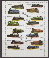 Nagaland 1974 Trains /  Locomotives 8v In Sheetlet Used PRIVATE ISSUE (F5111) - Cinderellas