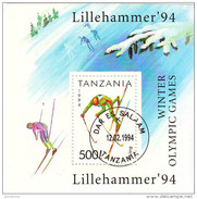 1208 Tanzania 1994 Skiing Sci   XVII Olimpiadi Invernali Lillehammer '94  Sheet Foglietto Perf. - Hiver 1994: Lillehammer