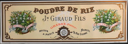 Grande ETIQUETTE De POUDRE De RIZ Au MUGUET Des ALPES - Jn GIRAUD FILS à Grasse ( France ) - En Très Bon Etat - Labels