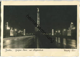 Berlin - Siegessäule - Großer Stern - Nacht - Foto-Ansichtskarte Handabzug - Tiergarten