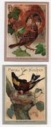 Chromo Chocolat Van Houten Oiseaux Le Chardonneret Le Moineau Friquet (2 Chromos) - Van Houten