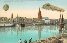 AK Frankfurt, Eiserner Steg Mit Luftschiff / Zeppelin, Ballon, Um 1910 (2590) - Frankfurt A. Main