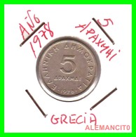 GRECIA -  GREECE  MONEDA  --  DE  5  DRACHMAI  AÑO 1978  -   Copper-Nickel, 22,5 Mm. - Greece