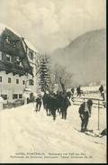Rarität Fischhausen Bei Schliersee Hotel Finsterlin Skifahrer Vor Dem Restaurant Am See Winter Schnee Sw 31.1.1914 - Schliersee