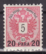 LEVANTE 1888 ANK 16  20 PARA A. 5 KR. MH* - Neufs