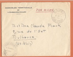 Lettre Oubangui - Chari ( Assemblée Territoriale De L'Oubangui - Chari ) Destination Mulhouse - Briefe U. Dokumente