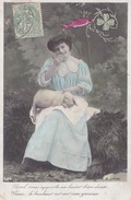 Carte 1905 1ER AVRIL / COCHON / FEMME - Cochons