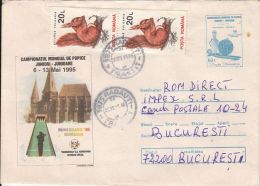 57701- WORLD CHAMPIONSHIP, BOWLING, COVER STATIONERY, SQUIRREL STAMPS, 1995, ROMANIA - Boule/Pétanque