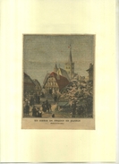 UN MATIN DE PÂQUES EN ALSACE . REPRO DE PHOTO COULEURS DECOUPEE ET COLLEE SUR PAPIER . - Pascua