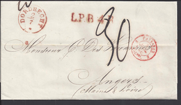 PAYS-BAS - 1850 - Pli De Dordrecht à Destination D'Angers En Port Dû - Taxe Manuscrite De 30 Décimes - B/TB - - ...-1852 Préphilatélie