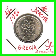 GRECIA  -  GREECE  -  MONEDA DE  10 DRACHMAI   - AÑO 1986   Copper-Nickel,  26 Mm - Greece