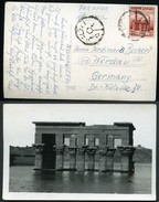 EGYPT Postcard PHILAE TEMPLE UNDER WATER Used To Germany 1956 - Covers & Documents