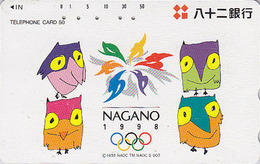 TC JAPON JAPON / 290-41876 -ANIMAL OISEAU  HIBOU Jeux Olympiques NAGANO - OWL Bird OLYMPIC GAMES JAPAN Free PC - 3918 - Olympische Spelen