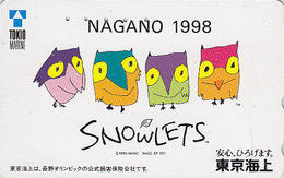 TC JAPON / 110-175645 - ANIMAL HIBOU Jeux Olympiques NAGANO / TOKYO MARINE - OWL OLYMPIC GAMES JAPAN Free Pc  Assu 3931 - Olympic Games