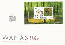 SUECIA/ SWEDEN -  EUROPA-CEPT 2017.-TEMA:"CASTILLOS - CASTLES - CHATEAUX  - SCHLÖSSER".- FDC De La HOJITA BLOQUE De 2 V. - 2017