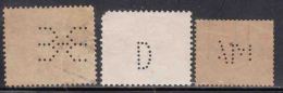 3 Diff., Perrfins, Perfin, Switzerland, Austria, Germany - Perforés