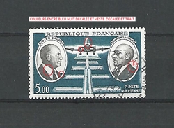 VARIÉTÉS FRANCE   AÉRIENS  1971 N° 46   DIDIER DAURAT ET RAYMOND VANIER  PHOSPHORESCENTE  5.00 OBLITÉRÉ - Usati