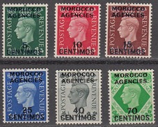 Great Britain Offices In Morocco 1943 Full Set, Mint No Hinge, Sc# 83-88, SG 216-221 - Sonstige & Ohne Zuordnung