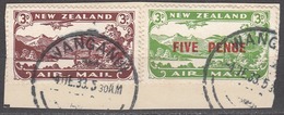 New Zealand 1931 Air Mail Cancelled On Piece, Sc# C1, C4, SG 548,551 - Poste Aérienne