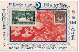 Cp  " EXPOSITION REGIONALE D AERO PHILATELIE  TUNIS 1932 " - Brieven En Documenten