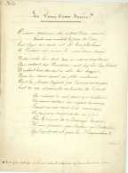 POEME Le Verre D'eau Sucrée - 3 Pp. Vers 1830/1840 - Manuscrits