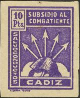 Emisiones Locales Benéficas. Cádiz. (*) 10 Pts Violeta (sin Dentar). CADIZ. MAGNIFICO. (Fesofi 114s) - Otros & Sin Clasificación