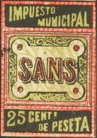 Emisiones Locales Benéficas. Barcelona. * 25 Cts Negro, Verde Y Rojo. IMPUESTO MUNICIPAL / SANS (BARCELONA). MAGN - Otros & Sin Clasificación