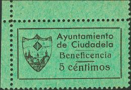 Emisiones Locales Benéficas. Baleares. ** 5 Cts Negro Sobre Verde. CIUDADELA (BALEARES). MAGNIFICO. (Fesofi 14) - Otros & Sin Clasificación