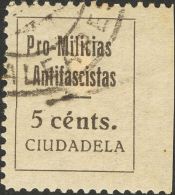 Emisiones Locales Benéficas. Baleares. º 5 Cts Negro. CIUDADELA (BALEARES) ("A" Debajo De La "R"). MAGNIFICO - Otros & Sin Clasificación