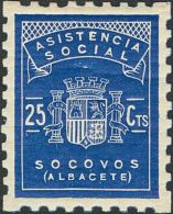 Emisiones Locales Benéficas. Albacete. * 25 Cts Azul. SOCOVOS (ALBACETE). MAGNIFICO. (Fesofi 1) - Otros & Sin Clasificación