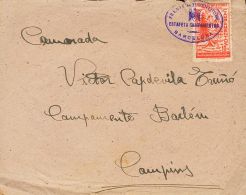 Bando Nacional. Sobre 1943. 10 Cts Rojo FRENTE DE JUVENTUDES CAMPAMENTOS. Correo Privado De Falange De BARCELONA Al CAMP - Otros & Sin Clasificación